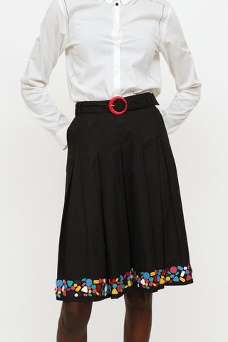 Moschino Black Pleated Embelished Skirt
