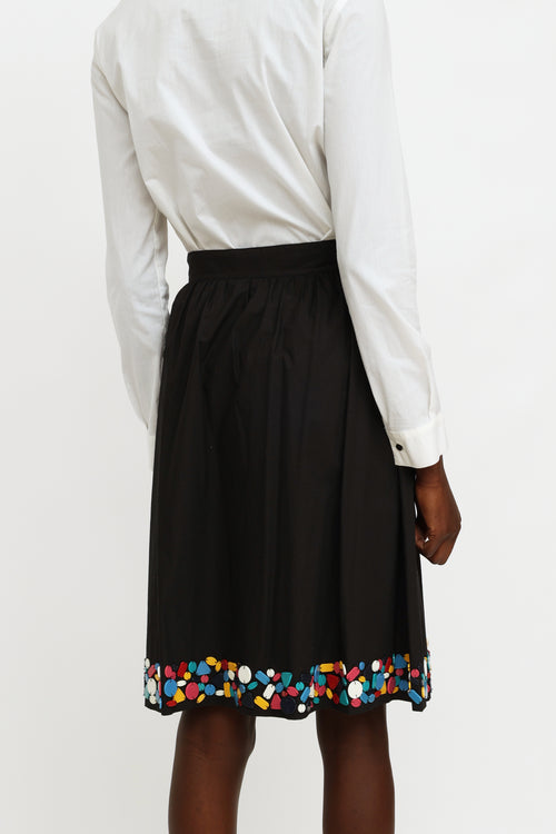Moschino Black Pleated Embelished Skirt