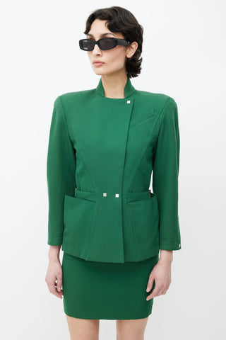 Mugler 1980s Green Blazer & Skirt Suit