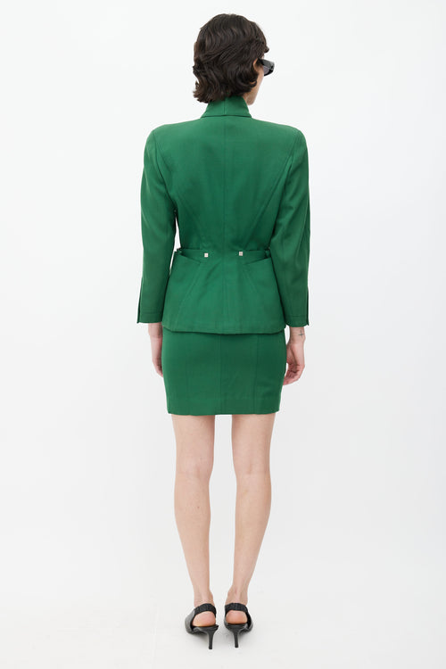 Mugler 1980s Green Blazer & Skirt Suit