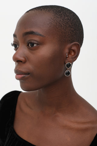 VSP Archive Black Gemstone Geometric Drop Earrings