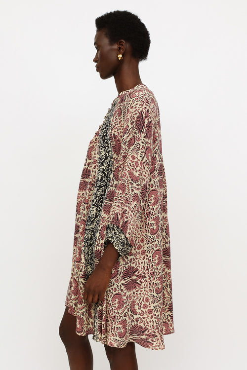 Natalie Martin Pink Printed Silk Dress