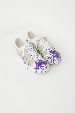 Needles White & Purple Splatter Slash Low Sneaker