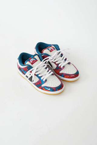Nike X Parra Summer 2021 White & Multicolor Dunk Low Pro SB Abstract Art Sneaker