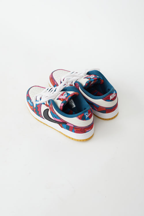 Nike X Parra Summer 2021 White & Multicolor Dunk Low Pro SB Abstract Art Sneaker