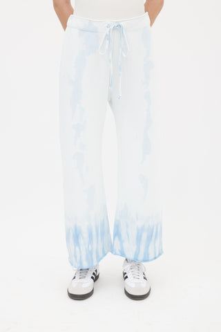Nili Lotan Blue Tie-Dye Wide Leg Lounge Pant