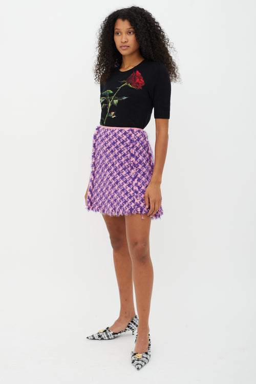 Nina Ricci Purple & Pink Tweed Mini Skirt