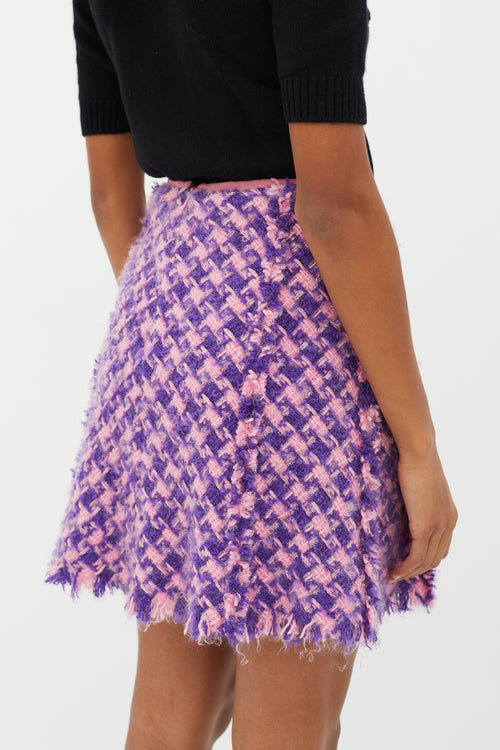 Nina Ricci Purple & Pink Tweed Mini Skirt