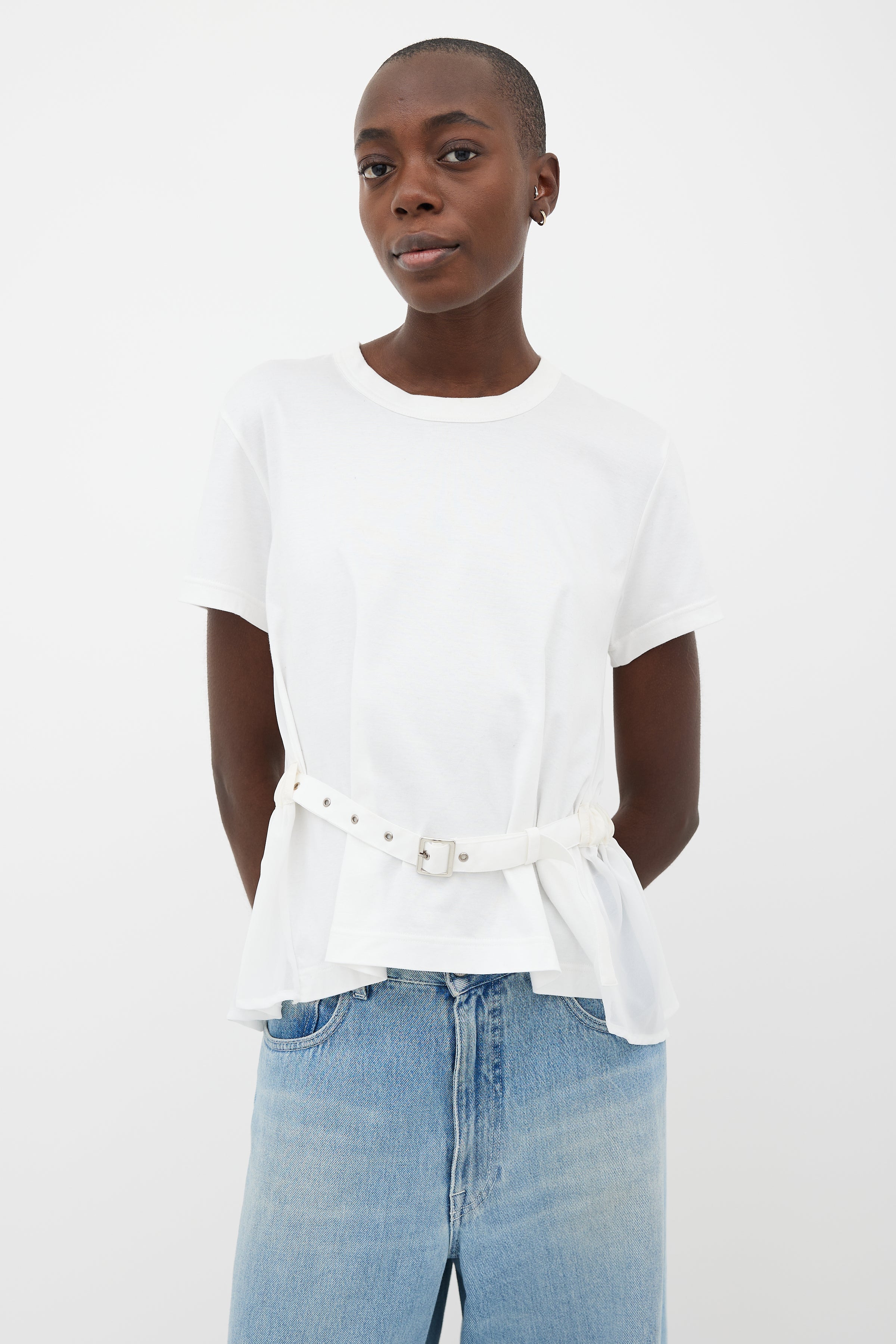 Noir Kei Ninomiya // White Cotton & Sheer Belted T-Shirt – VSP 