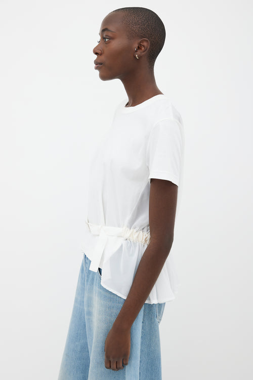 Noir Kei Ninomiya White Cotton & Sheer Belted T-Shirt