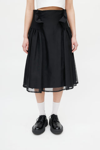 Noir Kei Ninomiya Black Pleated Overlay Skirt