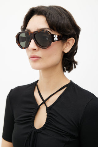 Off-White Brown Monogram Frida Pilot Sunglasses