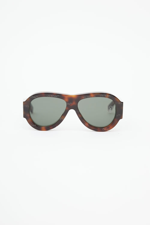 Off-White Brown Monogram Frida Pilot Sunglasses