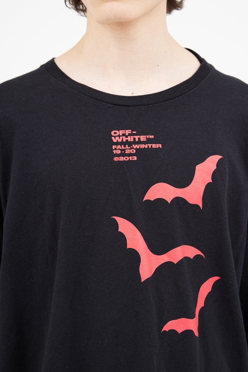 Off-White FW 2019 Black & Red Print Layered Long T-Shirt