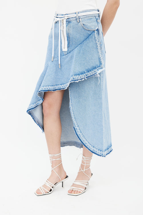 Off-White Fall 2017 Blue Denim Asymmetric Skirt