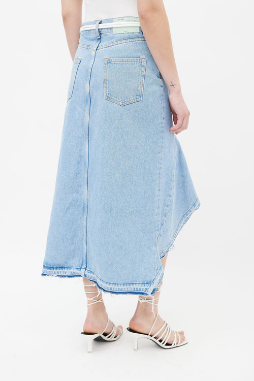Off-White Fall 2017 Blue Denim Asymmetric Skirt
