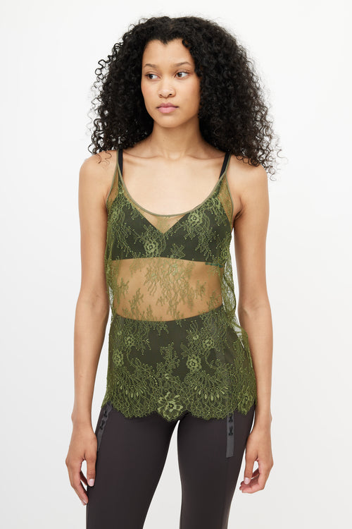 Green Floral Lace Top