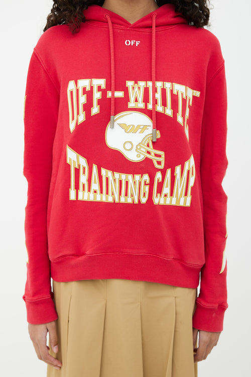 Off-White Red & White Football Motif Hoodie