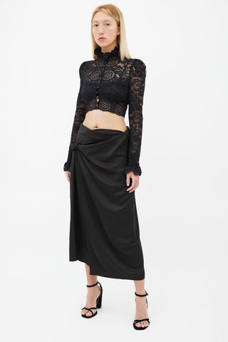 Paco Rabanne Black Lace Cropped Blouse