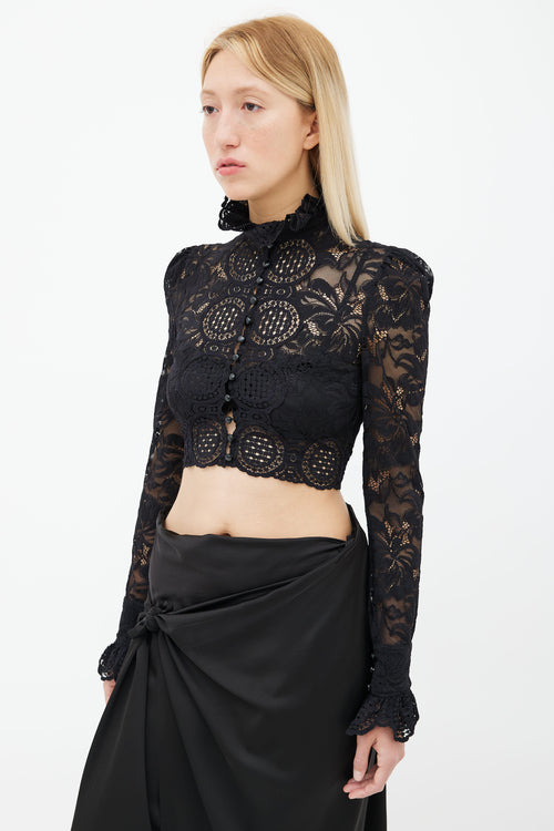 Paco Rabanne Black Lace Cropped Blouse