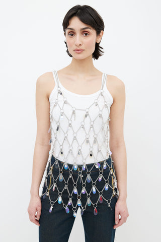 Paco Rabanne Silver Chain Link Embellished Metal Tank Top