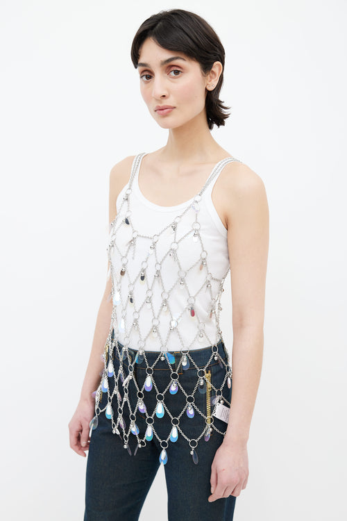 Paco Rabanne Silver Chain Link Embellished Metal Tank Top