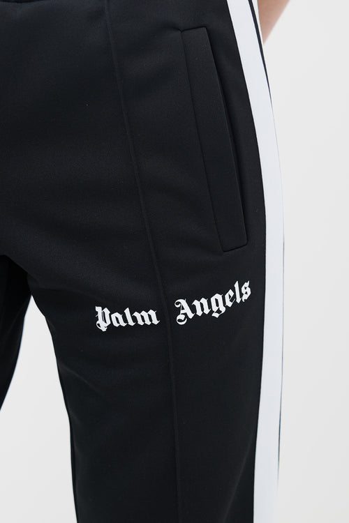 Palm Angels Black & White Stripe Logo Track Pant