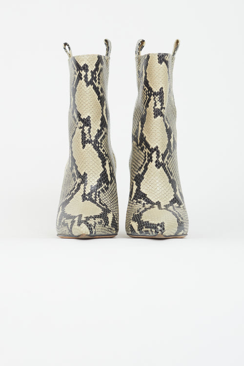 Paris Texas Cream & Black Textured Ankle Boot