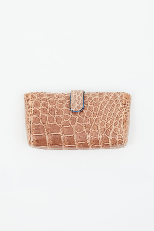 Parmeggiani Brown Embossed Leather Pouch