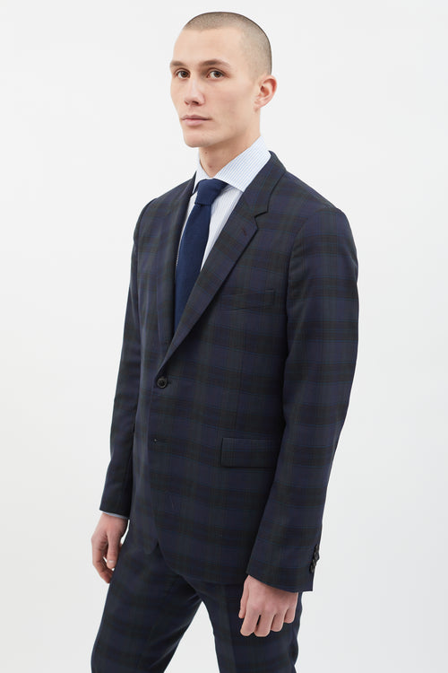 Paul Smith Navy & Green Plaid Suit