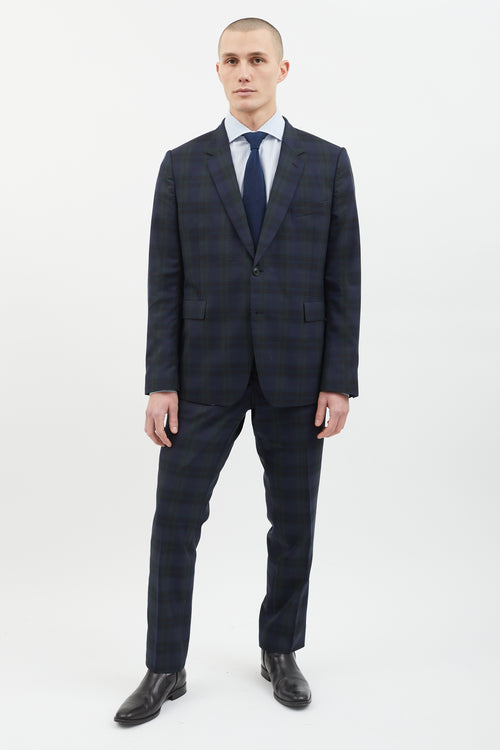 Paul Smith Navy & Green Plaid Suit