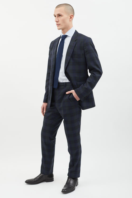 Paul Smith Navy & Green Plaid Suit