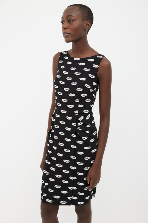 Prada 2013 Black & White Lips Print Sleeveless Dress