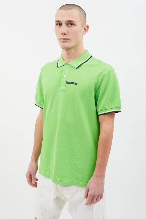 Prada 2018 Bright Green Short Sleeve Polo Shirt