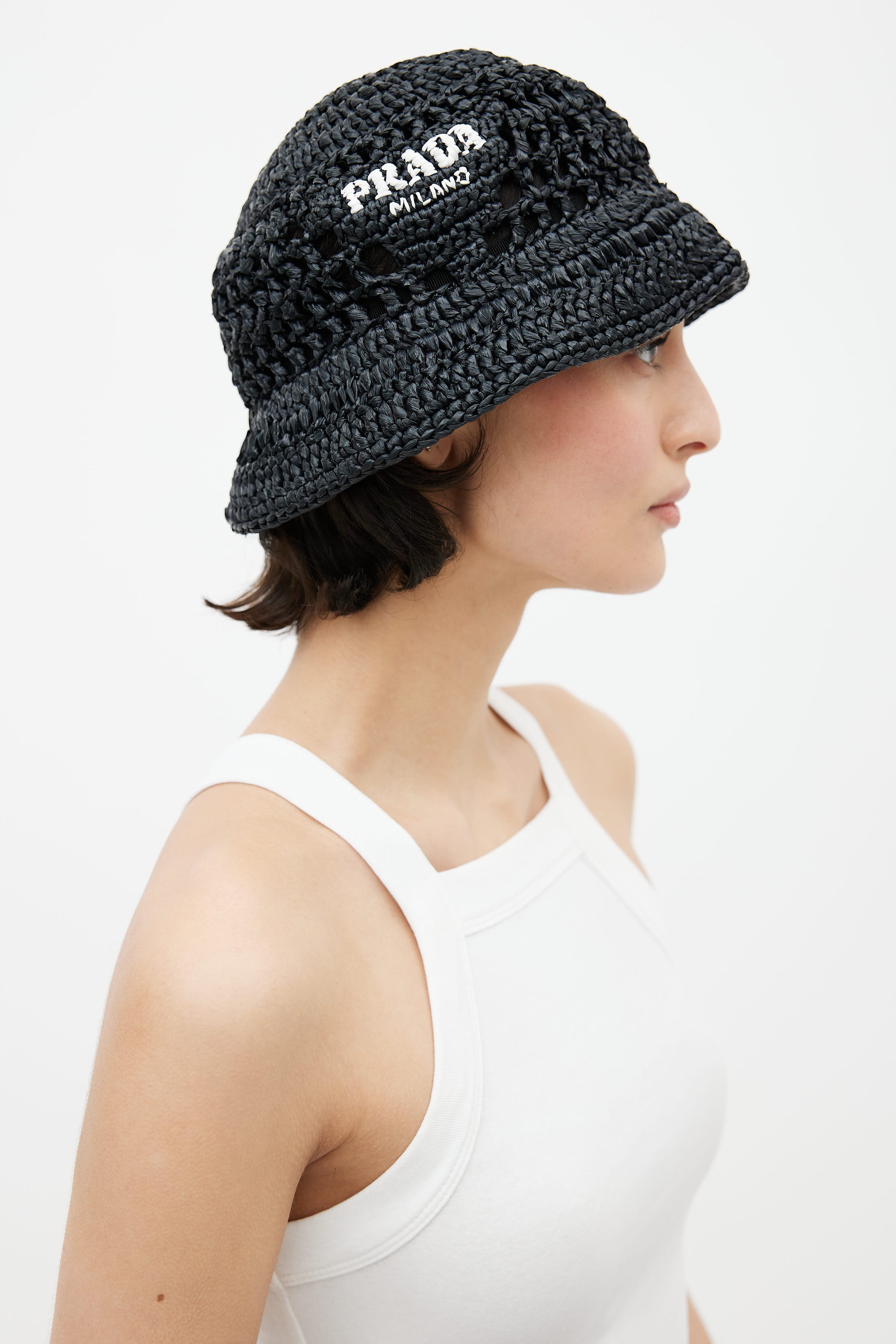 Prada // 2022 Black Raffia Bucket Hat – VSP Consignment