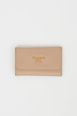 Prada Beige Saffiano Leather Keyholder