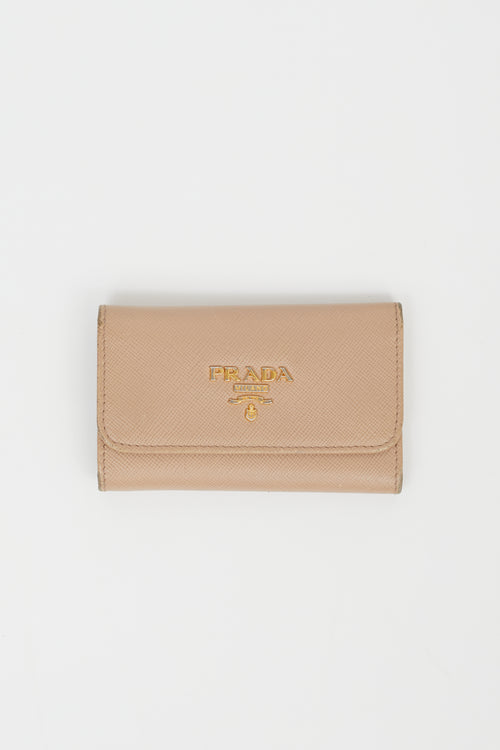 Prada Beige Saffiano Leather Keyholder