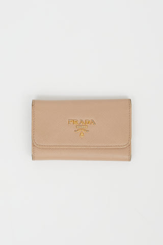 Prada Beige Saffiano Leather Keyholder