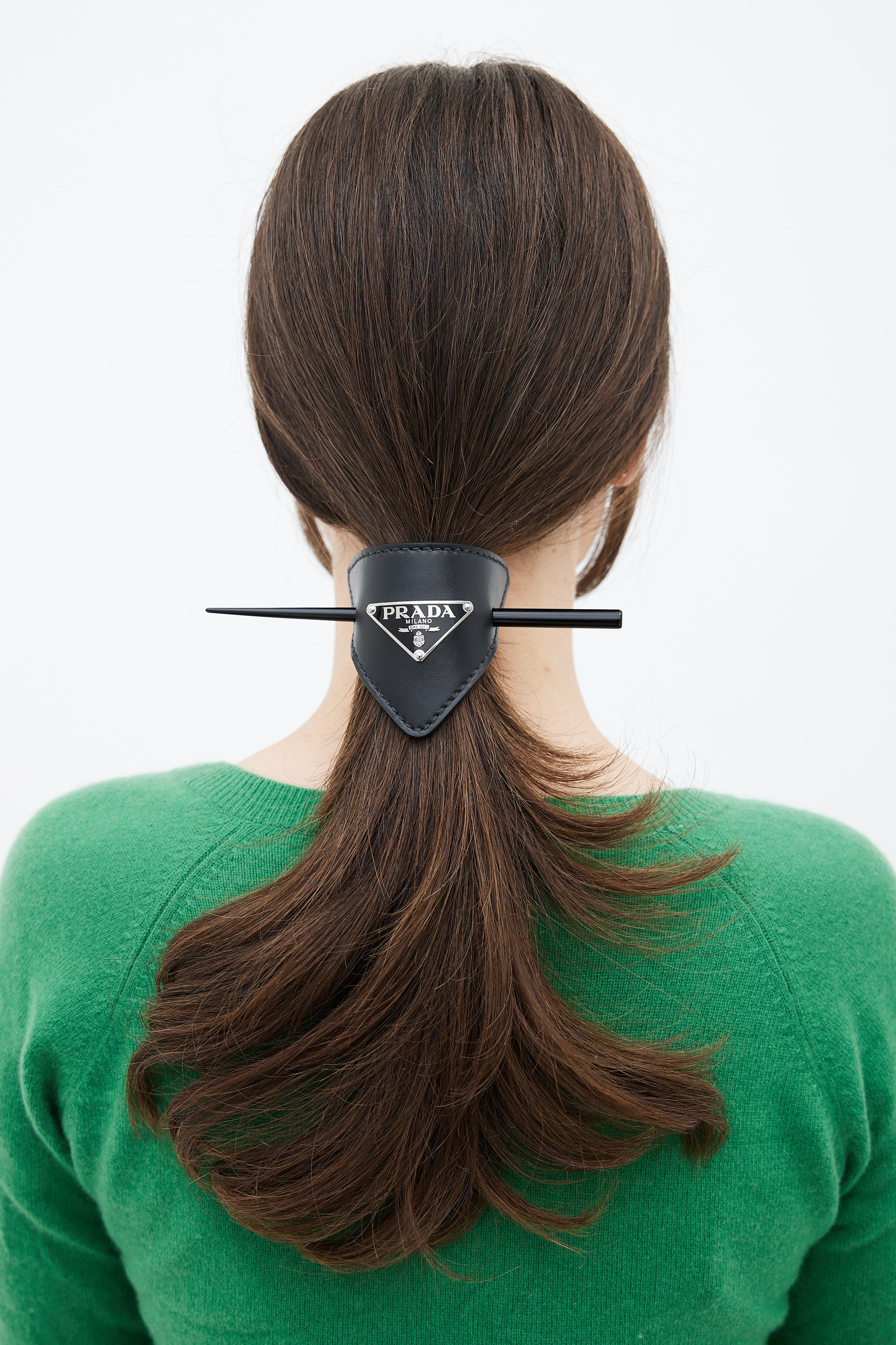 PRADA vintage hair clip appraised triangle logo 2set
