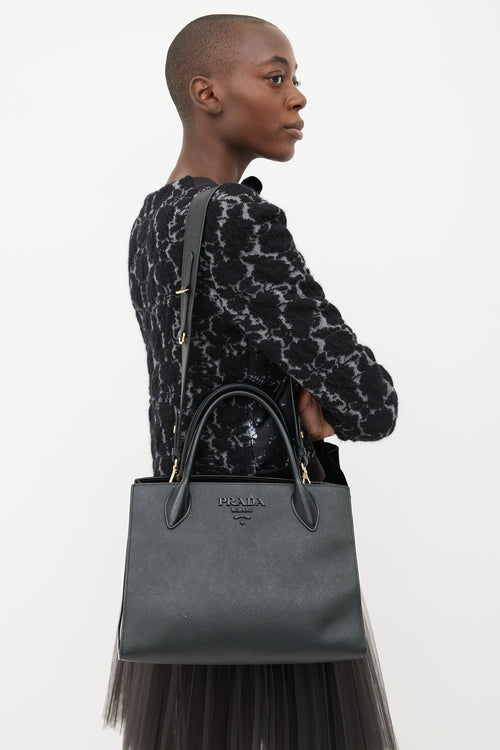 Prada Black Monochrome Saffiano Medium Handbag
