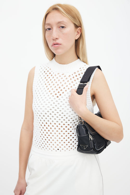 Prada Black Leather & Nylon  Shoulder Bag