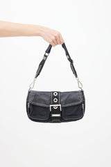 Prada Black Leather & Nylon  Shoulder Bag