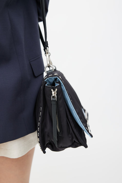 Prada Black Nylon Studded Etiquette Shoulder Bag