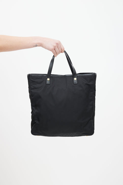Prada Black Nylon & Leather Oro Tote Bag