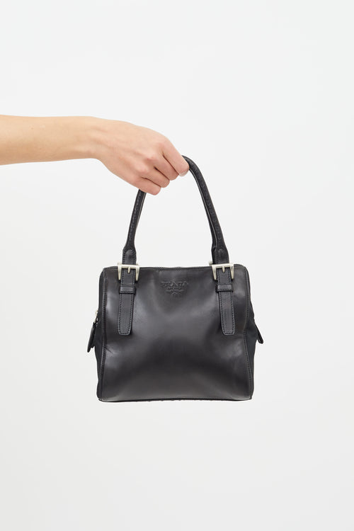Prada Black Leather & Nylon Side Box Bag