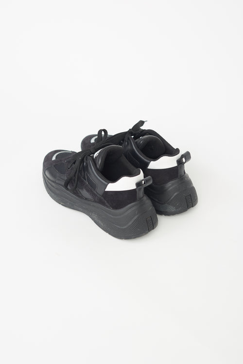 Prada Black Leather & Suede Sneaker