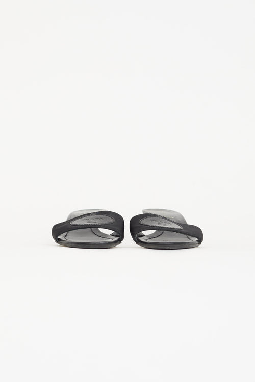 Prada Black Nylon & Leather Logo Sandal