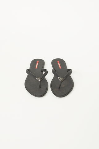 Prada Black Saffiano Rubber Sandal