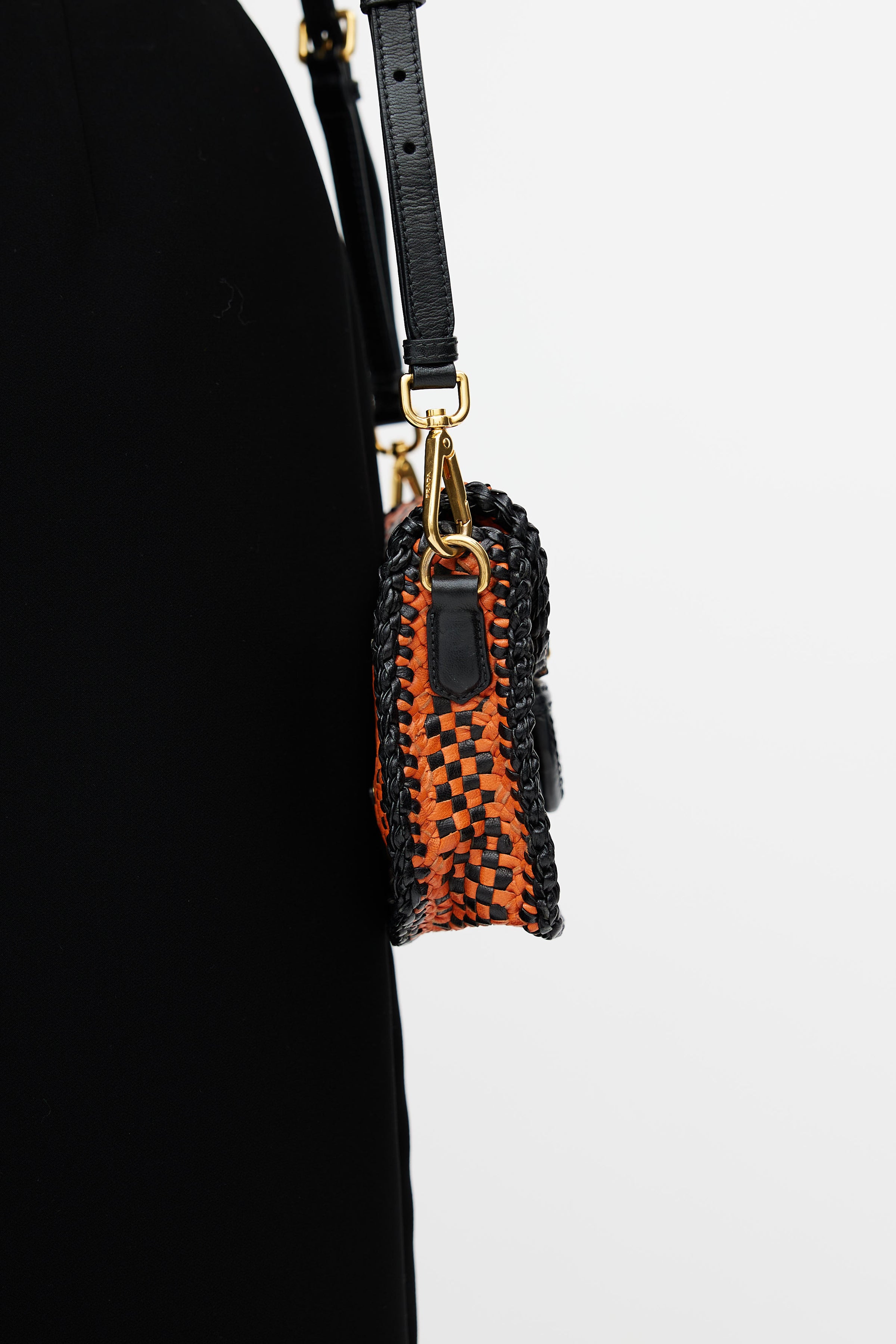Prada Madras Woven Zip Clutch - Orange Clutches, Handbags - PRA866983