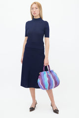 Prada Blue & Purple Napa Leather Waves Shoulder Bag